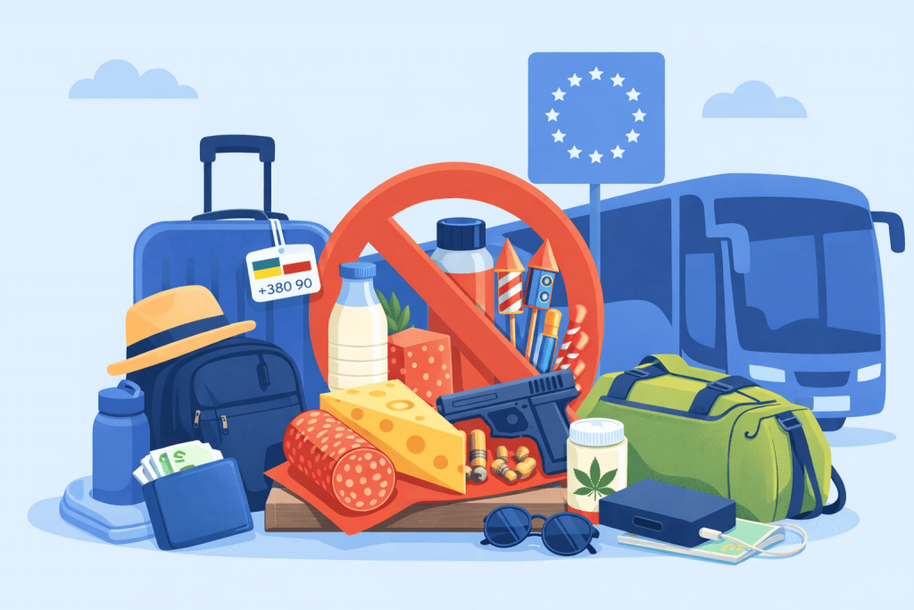 Валіза та ручна поклажа для поїздки автобусом Україна–Польща